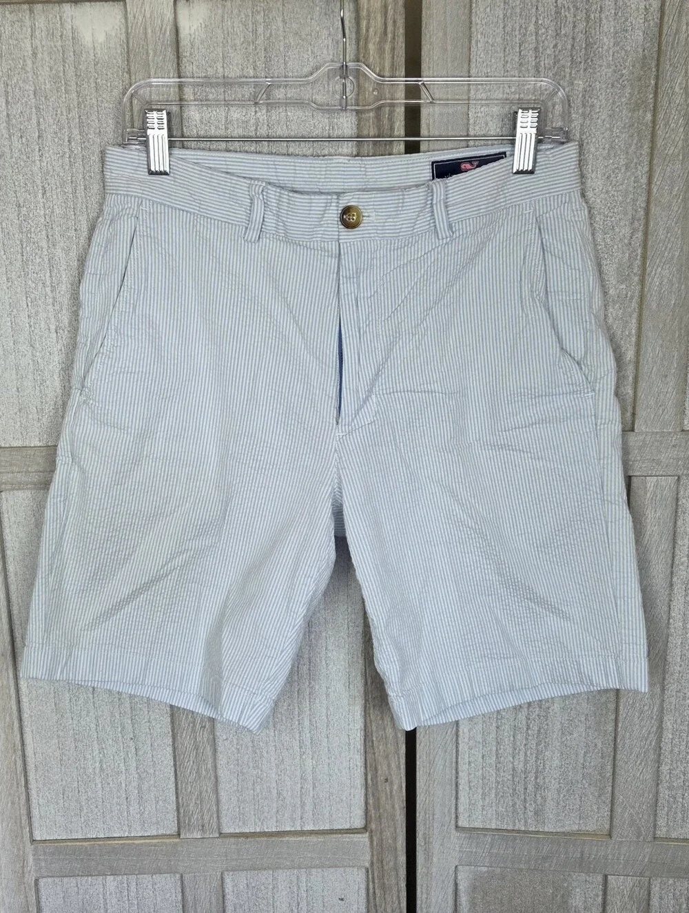 Vineyard Vines Seersucker Pinstripe Breaker Shorts Size 30 Blue/White Preppy